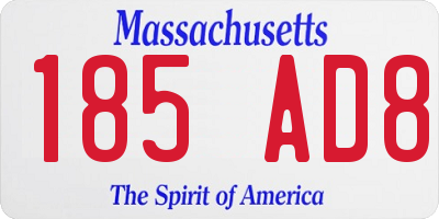 MA license plate 185AD8