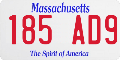 MA license plate 185AD9
