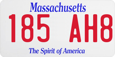 MA license plate 185AH8