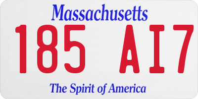 MA license plate 185AI7
