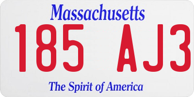 MA license plate 185AJ3