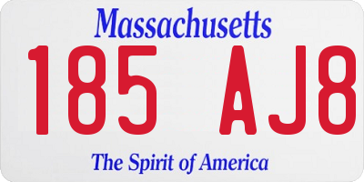 MA license plate 185AJ8