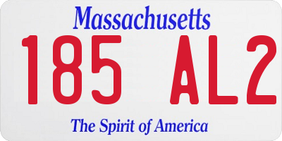 MA license plate 185AL2