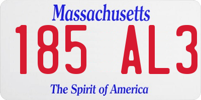 MA license plate 185AL3