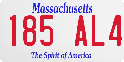 MA license plate 185AL4