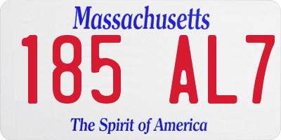 MA license plate 185AL7