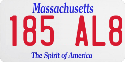 MA license plate 185AL8