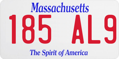 MA license plate 185AL9