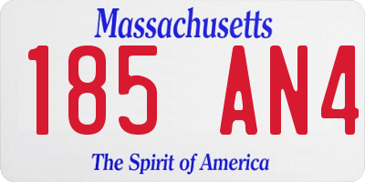 MA license plate 185AN4