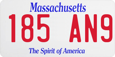 MA license plate 185AN9