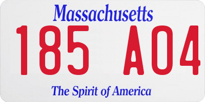 MA license plate 185AO4