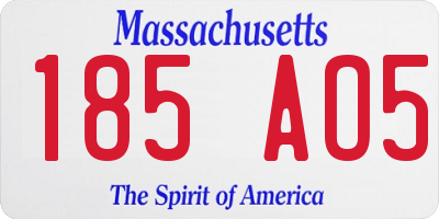 MA license plate 185AO5