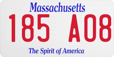 MA license plate 185AO8