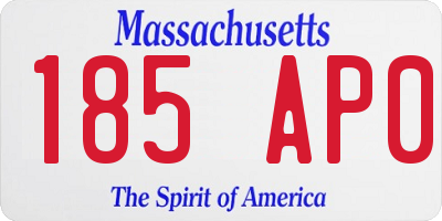 MA license plate 185AP0