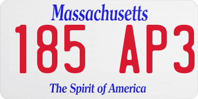 MA license plate 185AP3