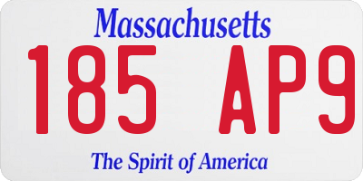 MA license plate 185AP9