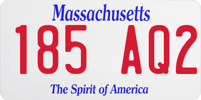 MA license plate 185AQ2