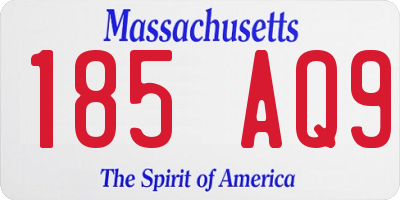 MA license plate 185AQ9