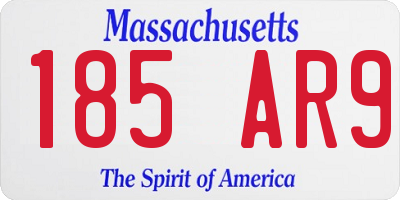 MA license plate 185AR9