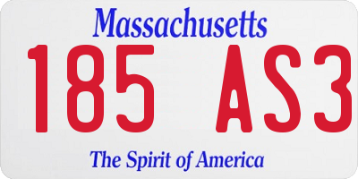 MA license plate 185AS3