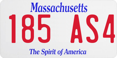 MA license plate 185AS4