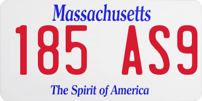 MA license plate 185AS9