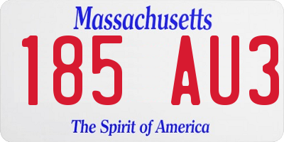 MA license plate 185AU3