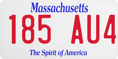 MA license plate 185AU4