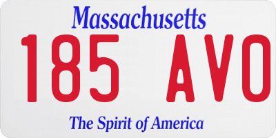MA license plate 185AV0