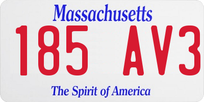 MA license plate 185AV3