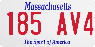 MA license plate 185AV4