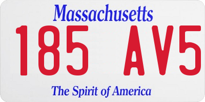 MA license plate 185AV5
