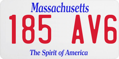 MA license plate 185AV6
