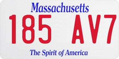 MA license plate 185AV7