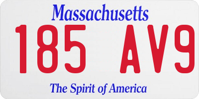 MA license plate 185AV9