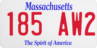 MA license plate 185AW2
