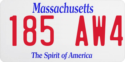 MA license plate 185AW4