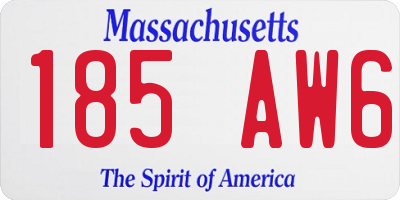 MA license plate 185AW6