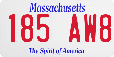 MA license plate 185AW8
