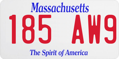 MA license plate 185AW9
