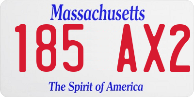 MA license plate 185AX2