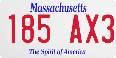 MA license plate 185AX3