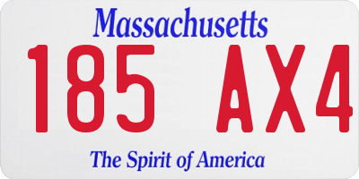 MA license plate 185AX4