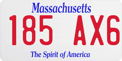 MA license plate 185AX6