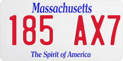 MA license plate 185AX7