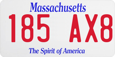 MA license plate 185AX8