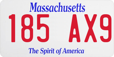 MA license plate 185AX9