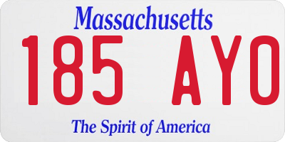 MA license plate 185AY0