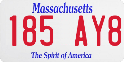 MA license plate 185AY8