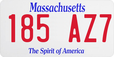 MA license plate 185AZ7